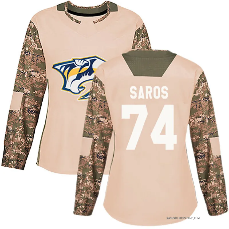 Camo Women's Juuse Saros Nashville Predators Authentic Veterans Day Practice Jersey