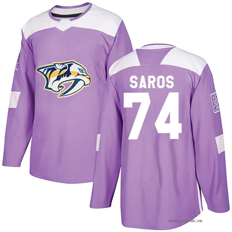 Purple Men's Juuse Saros Nashville Predators Authentic Fights Cancer Practice Jersey