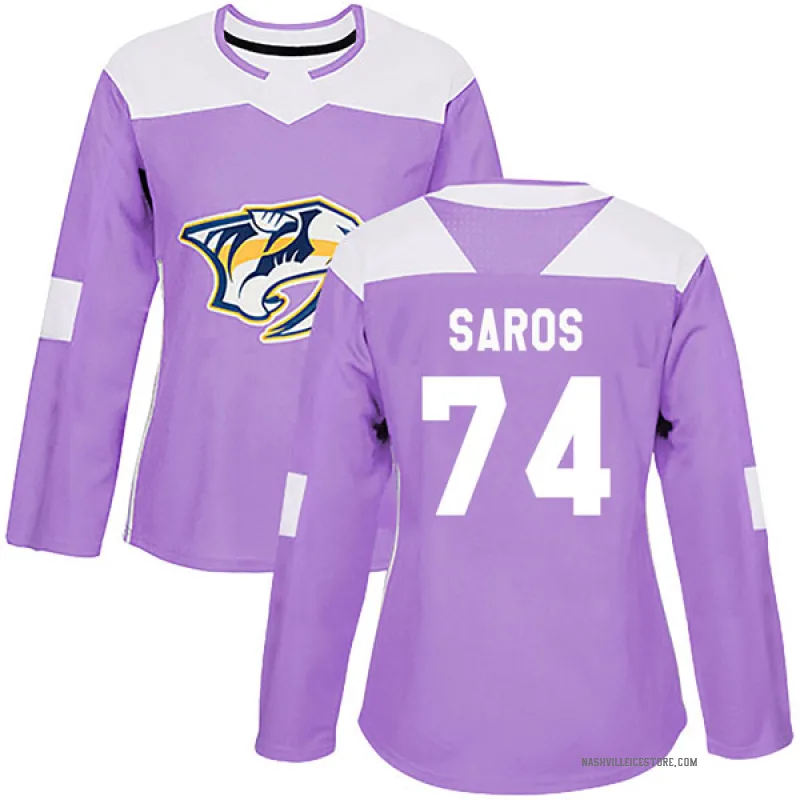 Purple Women's Juuse Saros Nashville Predators Authentic Fights Cancer Practice Jersey