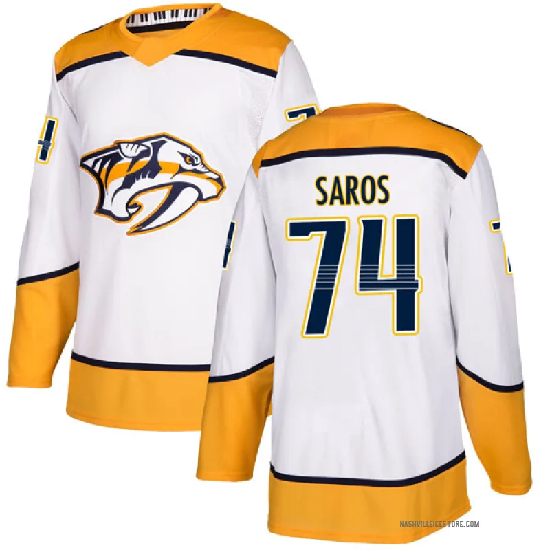 White Men's Juuse Saros Nashville Predators Authentic Away Jersey