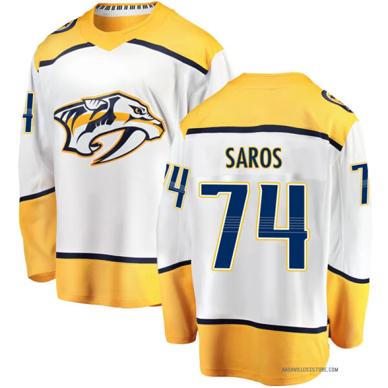 White Men's Juuse Saros Nashville Predators Breakaway Away Jersey