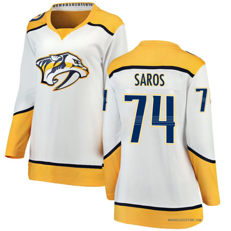 White Women's Juuse Saros Nashville Predators Breakaway Away Jersey